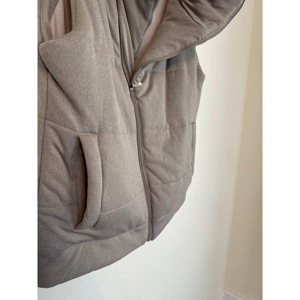 Savvi  MEG Asymmetrical Zip Front High Collar Quilted Vest in Taupe Size Large - Picture 4 of 9